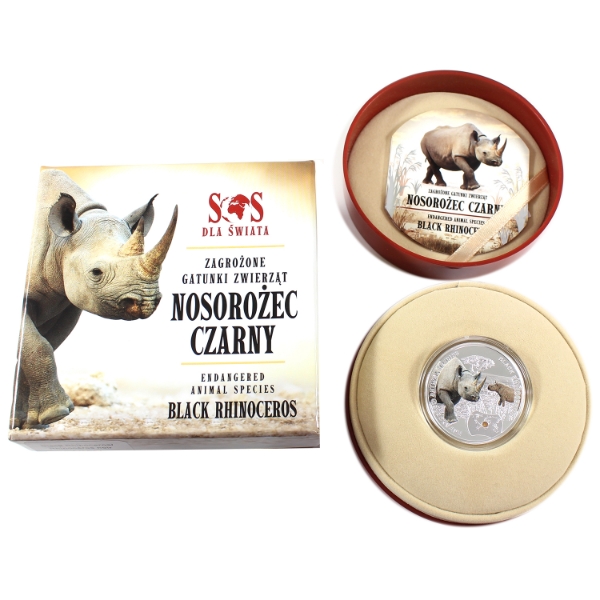 Niue Silver 2014 $1 SOS Endangered Animal Species- Black Rhinoceros 1/2oz .999 Fine Silver Coin