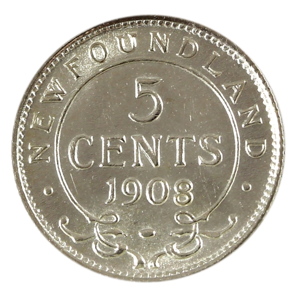 Newfoundland 5-cent 1908 Brilliant UNC
