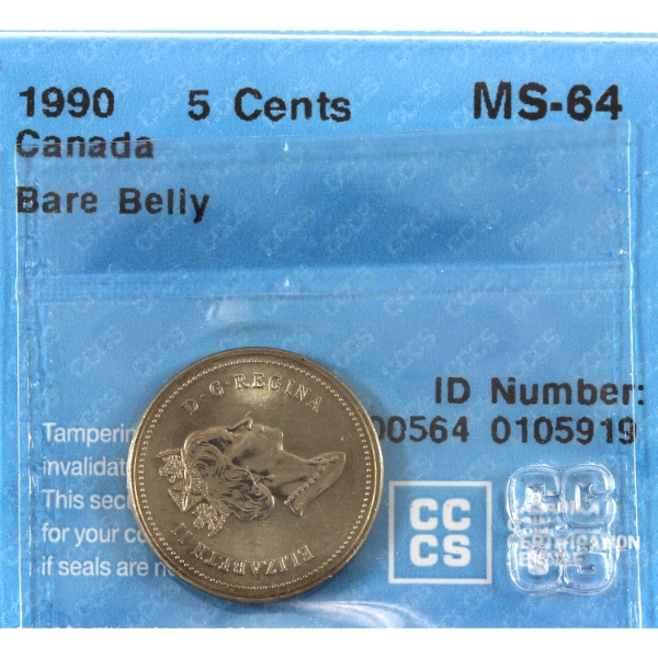 5-cent 1990 Bare Belly CCCS MS64
