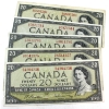 Image 1 : Group Lot of 5x 1954 $20 Bank of Canada Notes w/ Some Imperfections. Sold as is