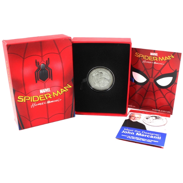 1oz Cook Islands 2017 $5 Spider-Man Homecoming .999 Fine Silver Coin (Tax Exempt)
