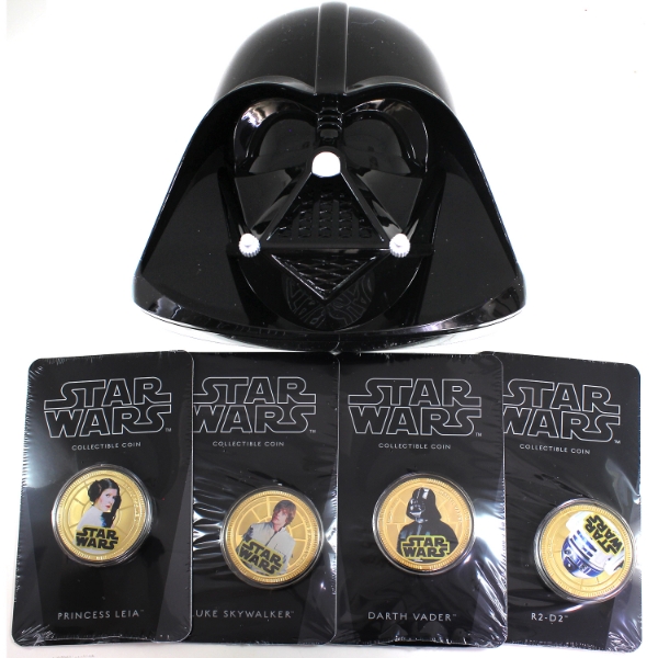 Niue 2011 $1 Star Wars Collectible Coins 4-Coin Set w/ Darth Vader Helmet Case