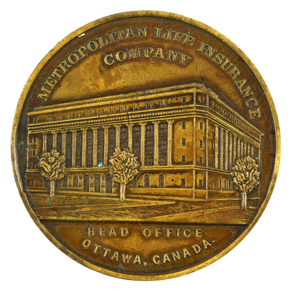 Ottawa Metropolitan Life Insurance Company Medal 99g-Bronze 50.5mm