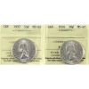 Image 1 : 50-cent 1957 & 1958 ICCS MS65. 2pcs.