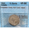 Image 1 : 5-cent 1953 SF, Far Leaf, Mule CCCS VF30