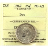 Image 1 : 25-cent 1947 Dot ICCS MS63