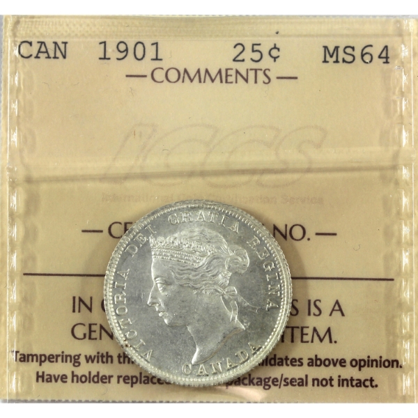 25-cent 1901 ICCS MS64