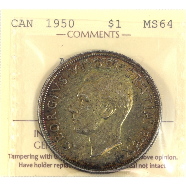 Silver $1 1950 Arnprior ICCS MS64