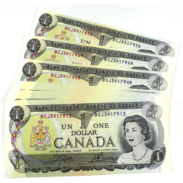 39x BC-46b 1973 $1 Consecutive Crow-Bouey SN: BCJ3917912-"50. 39pcs.