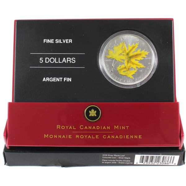 2006 $5 Coloured Silver Maple Leaf .9999 Fine Silver Coin (Tax Exempt)