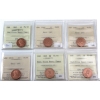 Image 1 : 1-cent 1965 SmBds Blt 5, 1966, 1967, 1968, 1969 & 1971 ICCS PL66 UHC; Red. 6pcs