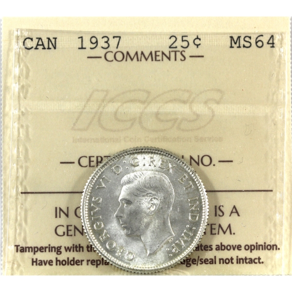 25-cent 1937 ICCS MS64