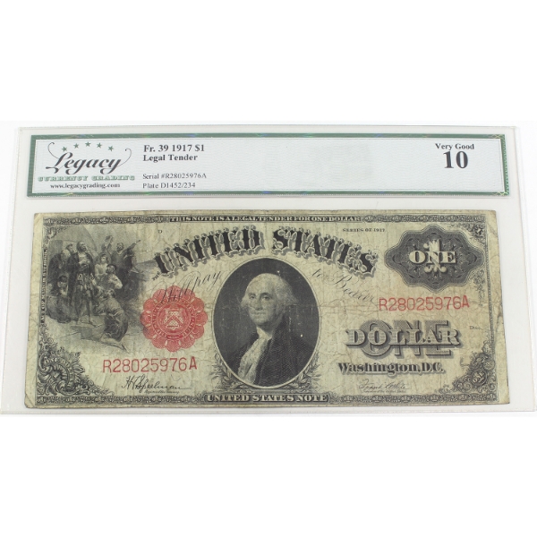 USA 1917 FR-39 $1 Legacy VG10 Speelman-White SN: R28025976A