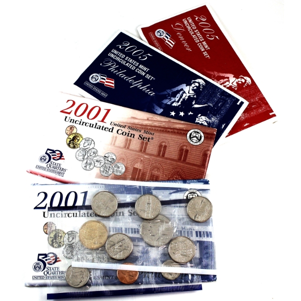 USA 2001-2005 United States Mint Uncirculated Coin Sets. 4pcs.