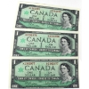 Image 1 : ERROR BC-45b-i-E25-i 1967 $1 Cut out of Register Beattie-Rasminsky SN:L/P1361975-"77. 3pcs.