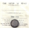 Image 1 : 5-cent 1872H ICCS MS63