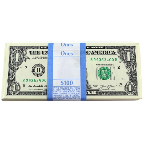 Bundle of USA 2013 $1 Rios-Lew SN: B2936301B-"400B. 100pcs.