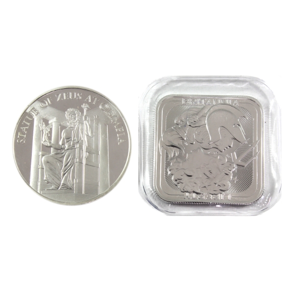 2x 1oz World .999 Fine Silver Round & Bar. 2pcs. (Tax Exempt)