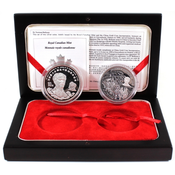 1998 $5 & 10 Yuan 60th Ann. Of the Arrival of Dr. Norman Bethune in China Commemorative Coin Set