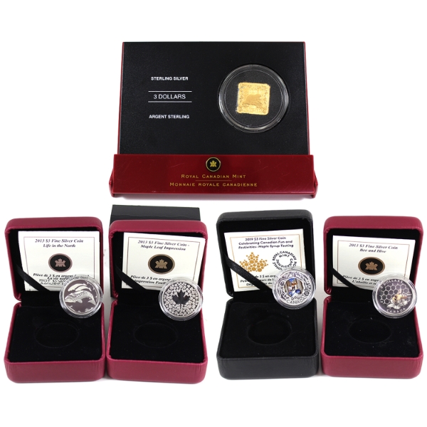 2006-2019 Group Lot of $3 Fine Silver or Sterling Silver Coins. 5pcs. 