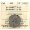 Image 1 : 25-cent 1999 November Mule ICCS MS65 NBU