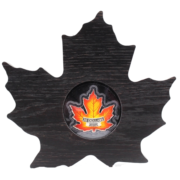 2016 $20 Canada's Colourful Maple Leaf Shaped 1oz .9999 Fine Silver Coin (Tax Exempt)