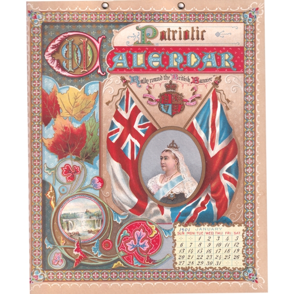 *Rare* Vintage 1901 7-page Illustrated Canadian Patriotic Calendar Published During the Boar War