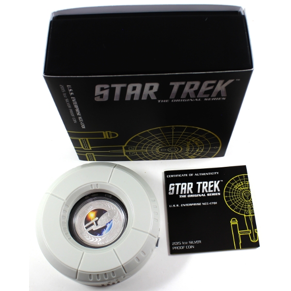 Australia Silver 2015 $1 Star Trek The Original Series U.S.S. Enterprise NCC-1701 Fine Silver Coin