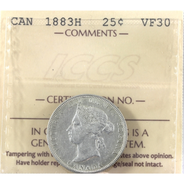 25-cent 1883H ICCS VF30