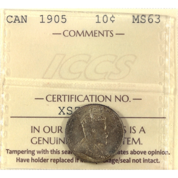 10-cent 1905 ICCS MS63