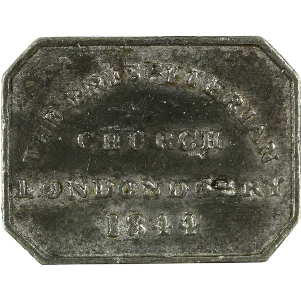 CH-LR463A 1844 The Presbyterian Church of Londonderry Rectangular Token