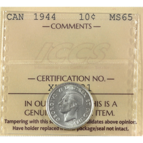 10-cent 1944 ICCS MS65