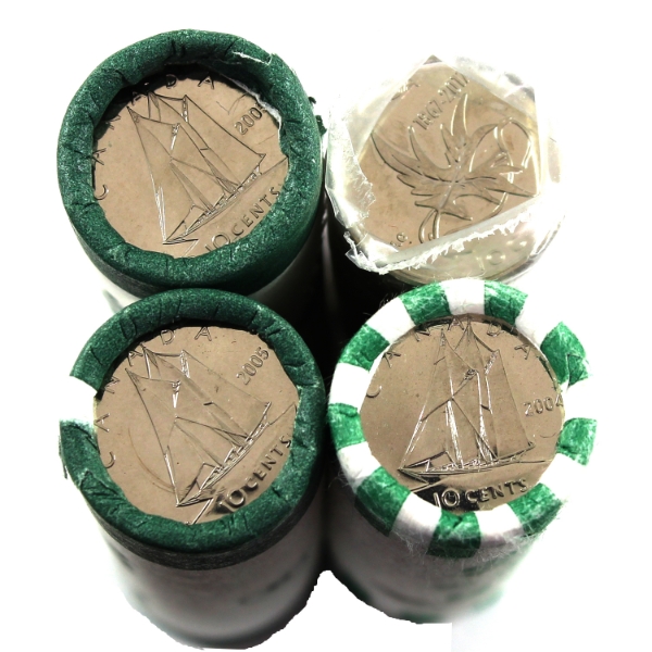 10-cent 2004-2017 Rolls of 50pcs. 4 Rolls. 
