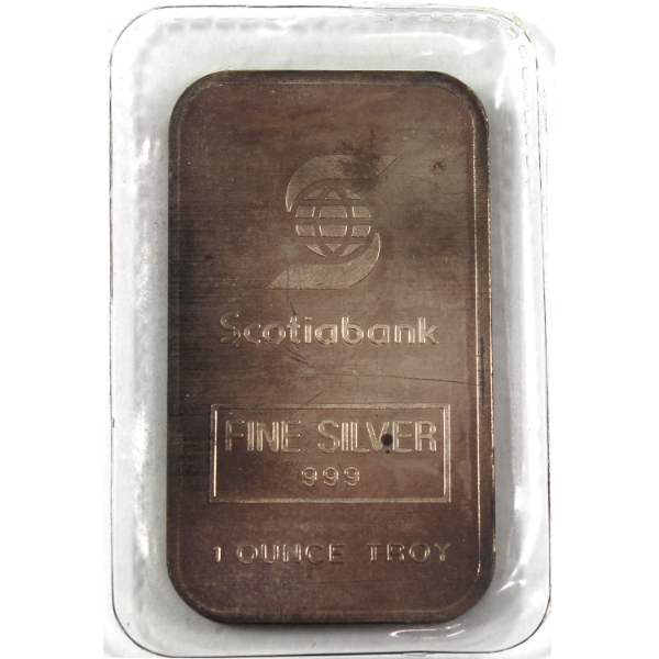 1oz Engelhard Canada Vintage Scotiabank .999 Silver Bar, SN: 001045 *Scarce!* (Tax Exempt)