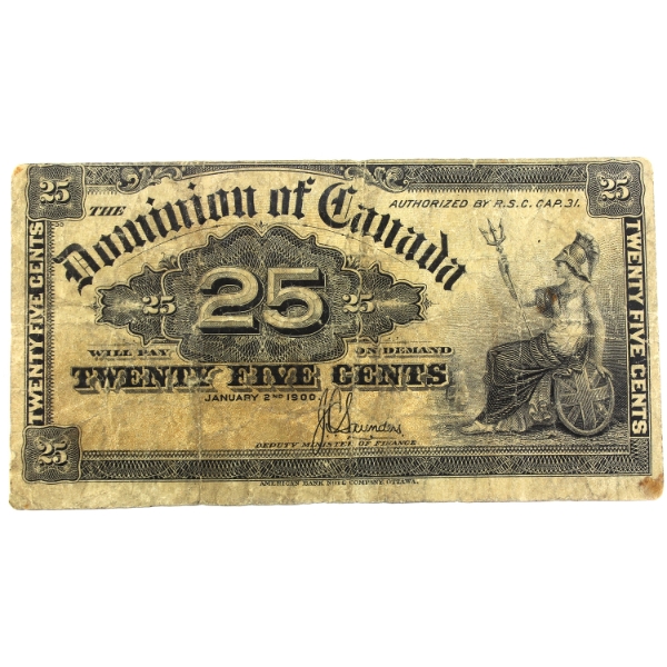 DC-15c 1900 25-cent Shinplaster F Saunders