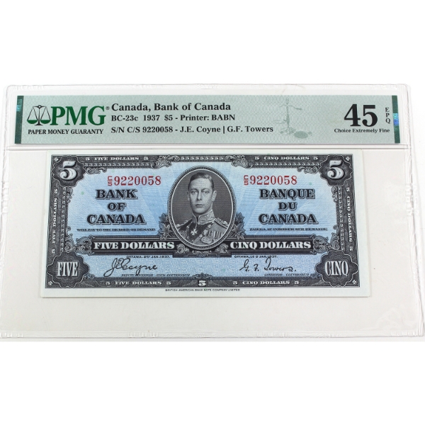 BC-23c 1937 $5 PMG Choice EF45 EPQ Coyne-Towers SN: C/S9220058