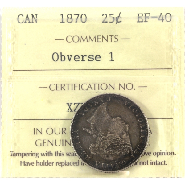 25-cent 1870 Obverse 1 ICCS EF40