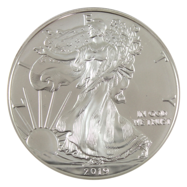 1oz USA 2019 $1 Silver Eagle .999 Fine Silver Coin (Tax Exempt)