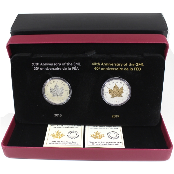 2018-2019 $20 2018 30th Ann. of SML & 2019 40th Ann. of GML 2-coin Set (Tax Exempt)
