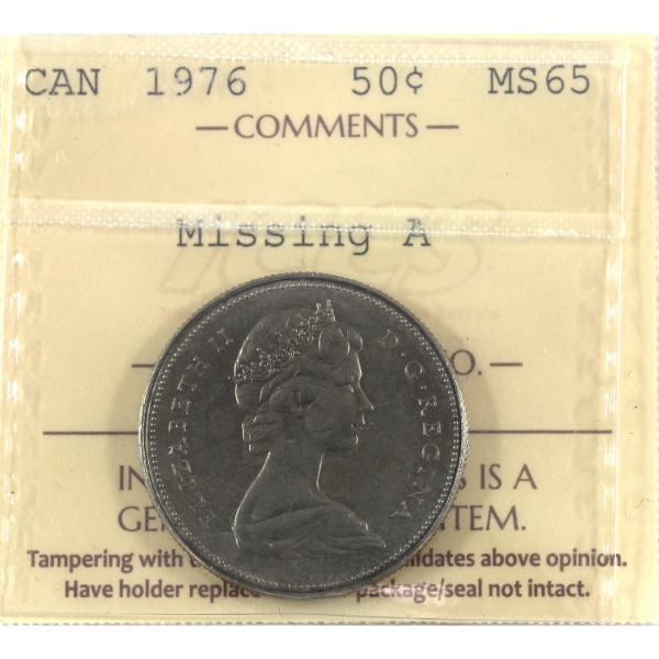50-cent 1976 Missing A ICCS MS65
