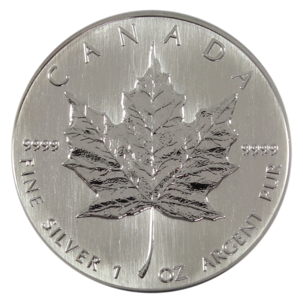 1oz 1994 $5 Silver Maple Leaf .9999 Fine Silver Coin in Blue Velvet Clamshell Case (Tax Exempt)