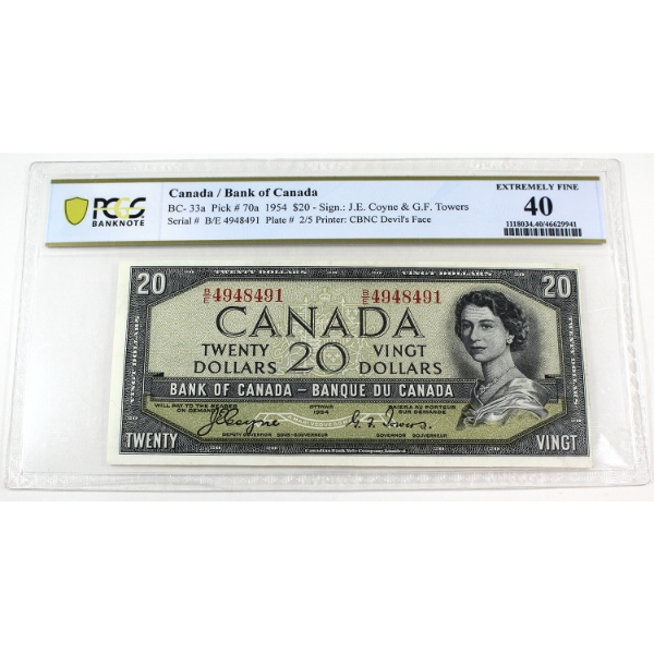 BC-33a 1954 $20 Devil's Face PCGS EF40 Coyne-Towers SN: B/E4948491
