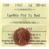 Image 1 : 1-cent 1965 LB P5 ICCS MS65 Red
