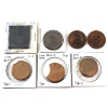 Image 1 : ONA & Waterloo Coin Society c.1973- Lead Trial Strike, Blanks, & Uniface Medallions.  7pcs. 
