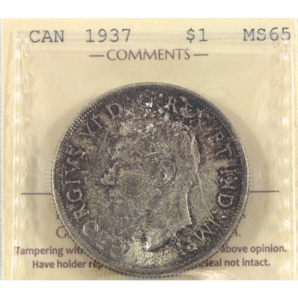 Silver $1 1937 ICCS MS65