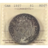 Image 1 : Silver $1 1937 ICCS MS65