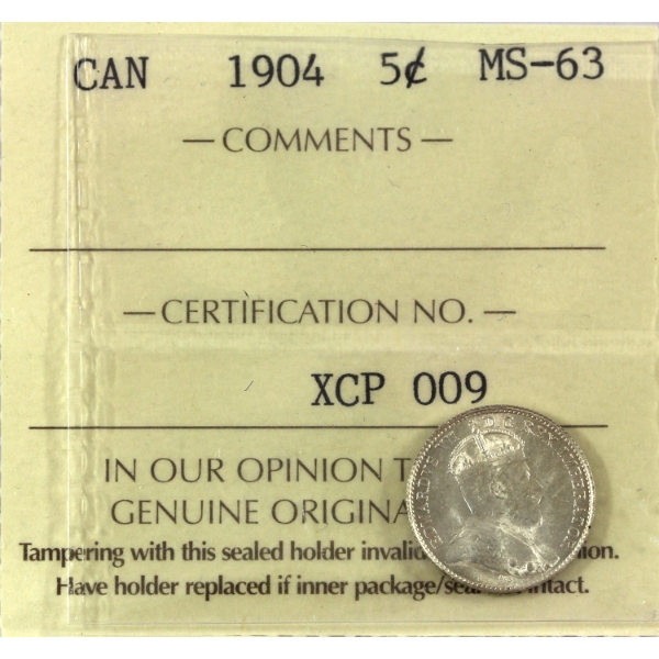 5-cent 1904 ICCS MS63
