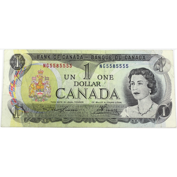BC-46a 1973 $1 Neat Number Circ. Lawson-Bouey SN: NG5585555