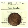 1-cent 1895 ICCS MS64 Red; Landon