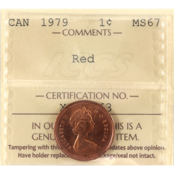 1-cent 1979 ICCS MS67 Red